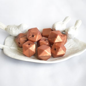 17mm Copper Hexagon Silicone Beads | 5 or 10 Beads | Chewelry | Sensory | Fidget | Toy | STIM | Chewlery |  ADHD