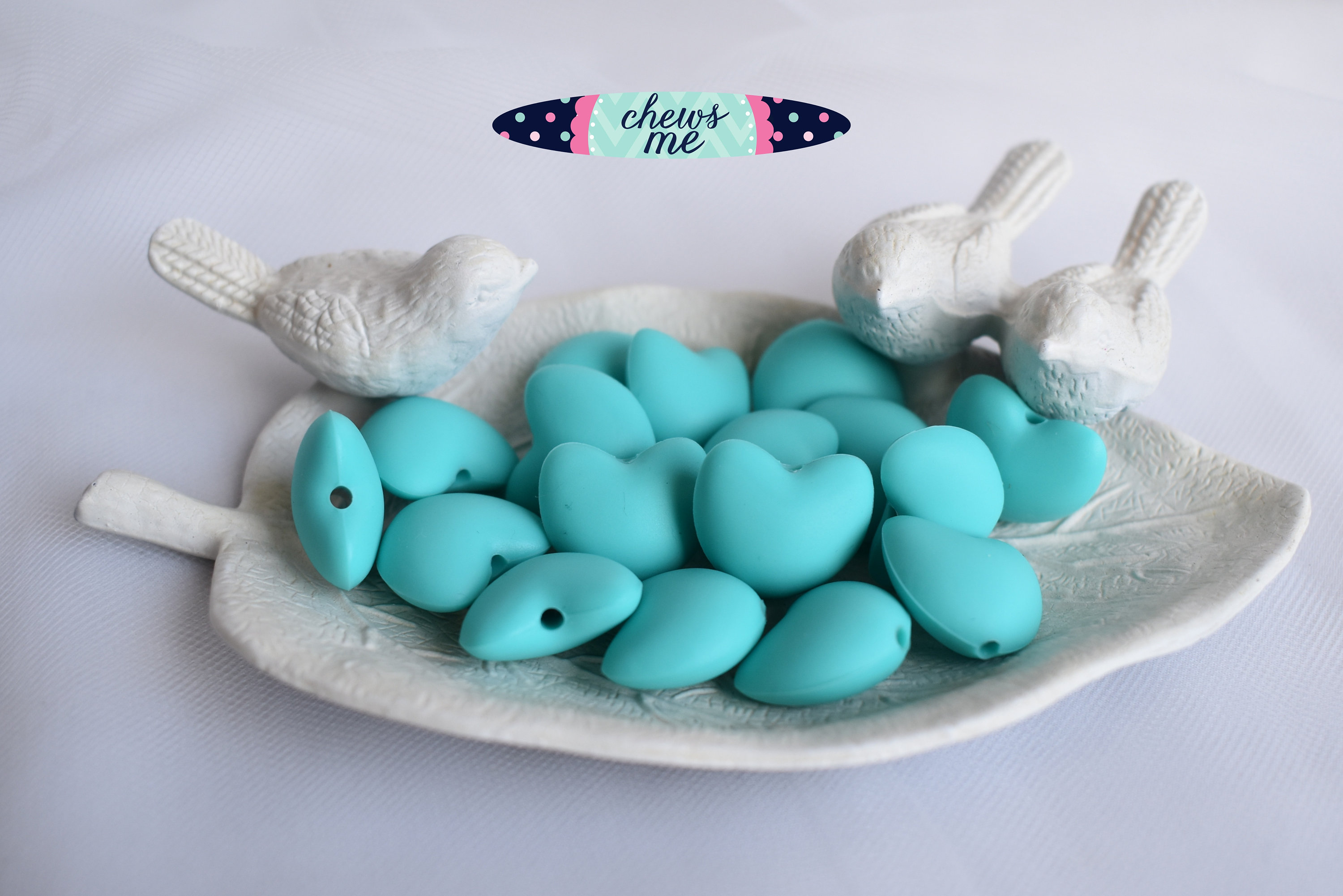 Heart silicone bead | Turquoise | 20mm | Valentine | Love 