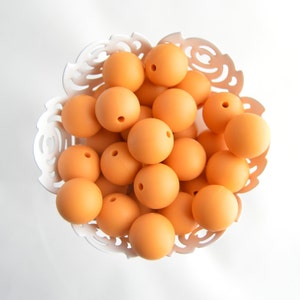 12mm Pumpkin Orange Round Silicone Beads | 5 or 10 Beads | Chewelry | Sensory | Fidget | Toy | STIM | Chewlery | Autism | ADHD