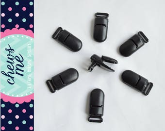 Pacifier clip | Black | plastic paci | 5 or 10 pieces | Ribbon | Diaper bag | Mitten | Suspender | Sensory | Stim | Fidget | Lanyard