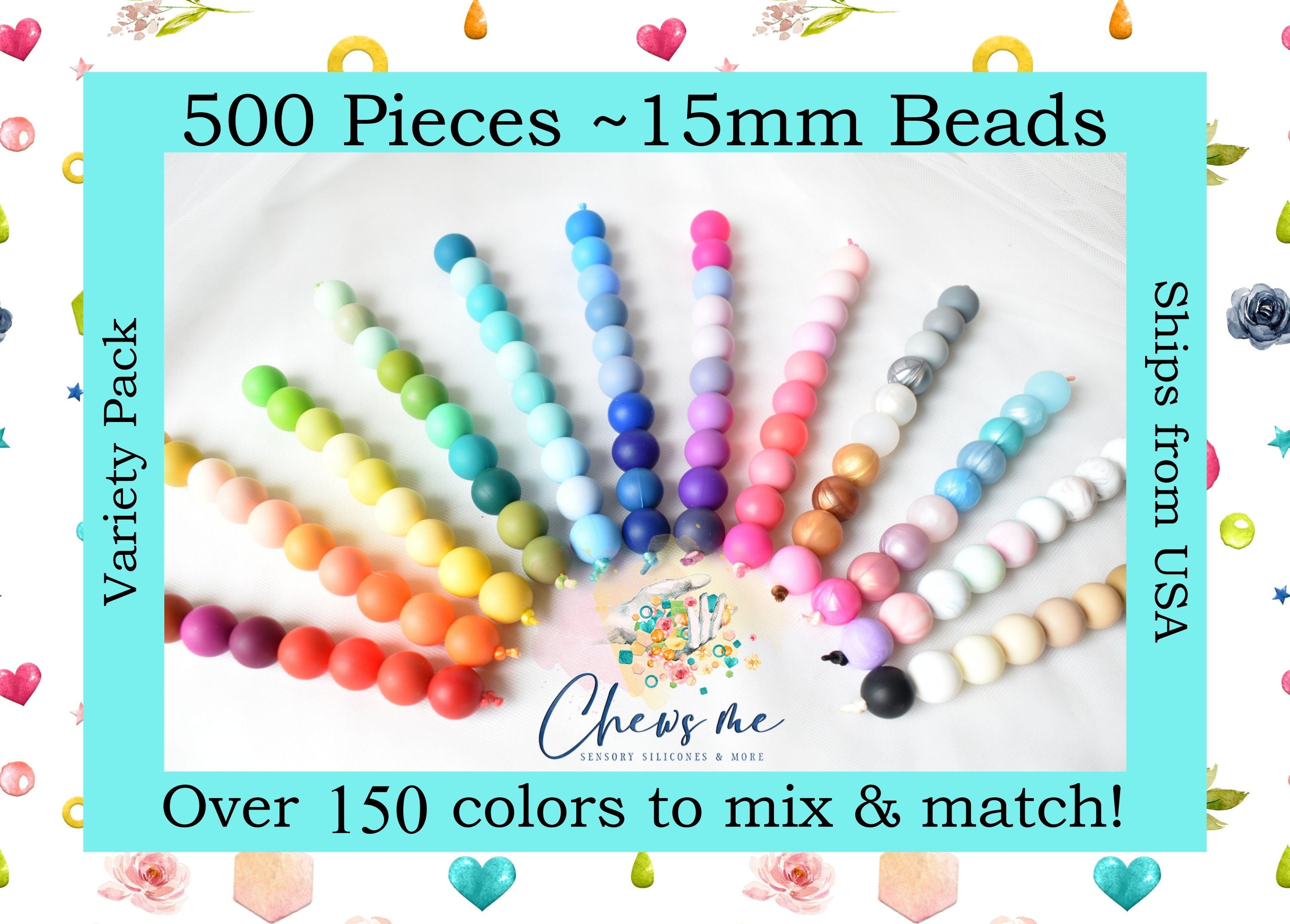 Assorted Colored Silicone Beads for Making Keychains Pen Bracelets Wristlet  Lanyard Craft Including Focal Beads, Round Beads, Flat Space