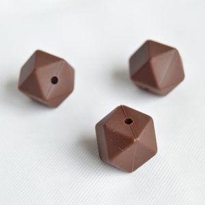 17mm Chocolate Hexagon Silicone Beads | 5 or 10 Beads | Chewelry | Sensory | Fidget | Toy | STIM | Chewlery |  ADHD