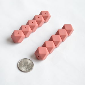 17mm Maroon Hexagon Silicone Beads | 5 or 10 Beads | Chewelry | Sensory | Fidget | Toy | STIM | Chewlery |  ADHD