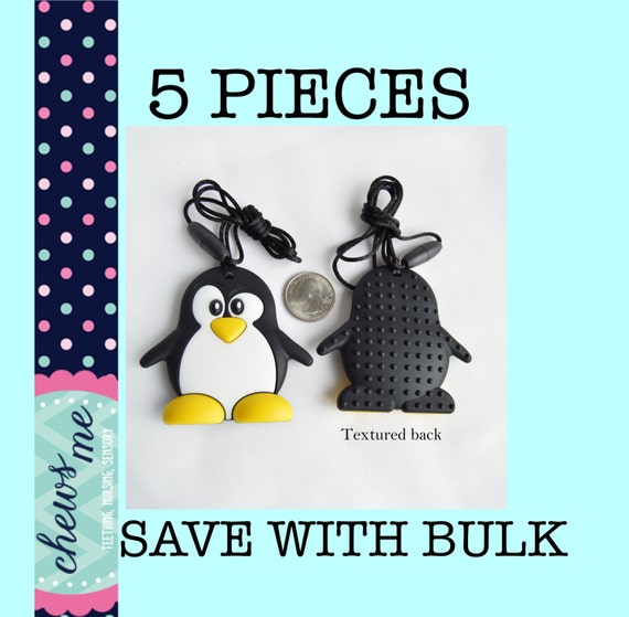 Teething Toy For Children Who Need To Chew Bite Fidget Penguin Chewy Necklace