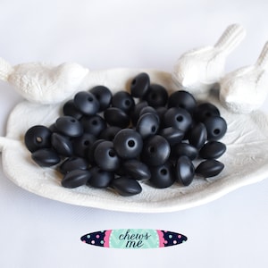 Lentil Black Silicone Bead | 10 Beads | 12mm