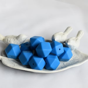 17mm Deep Blue Hexagon Silicone Beads | 5 or 10 Beads | Chewelry | Sensory | Fidget | Toy | STIM | Chewlery |  ADHD