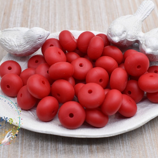 Abacus Crimson Red Spacer Silicone Beads | 5 or 10 Beads | 14mm