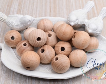 18mm Natural Beech Wood Round bead | Wooden Beads | Unfinished Natural Wood Bead