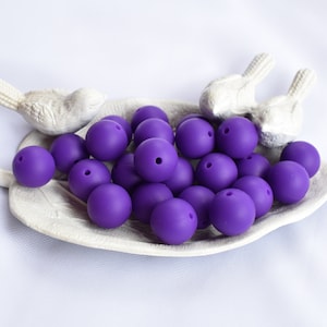 12mm Eggplant Round Silicone Beads | 5 or 10 Beads | Chewelry | Sensory | Fidget | Toy | STIM | Chewlery |  ADHD