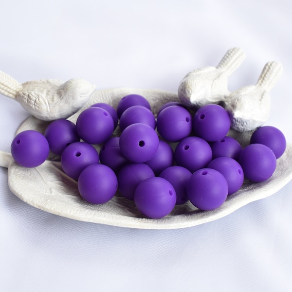 12mm Eggplant Round Silicone Beads | 5 or 10 Beads | Chewelry | Sensory | Fidget | Toy | STIM | Chewlery | Autism | ADHD
