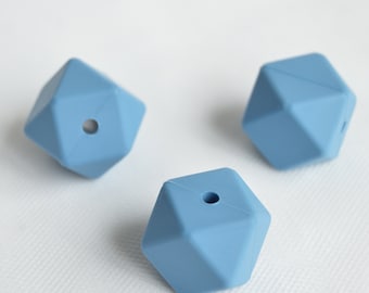 17mm Niagara Blue Hexagon Silicone Beads | 5 or 10 Beads | Chewelry | Sensory | Fidget | Toy | STIM | Chewlery |  ADHD