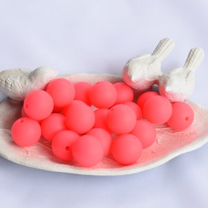 12mm Watermelon Pink Round Silicone Beads | 5 or 10 Beads | Chewelry | Sensory | Fidget | Toy | STIM | Chewlery |  ADHD