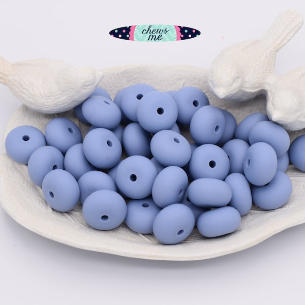 Abacus Pigeon Blue Spacer Silicone Beads | 5 or 10 Beads | 14mm