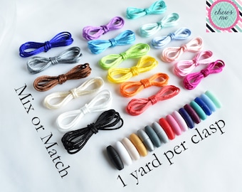 Cord and breakaway clasp | Variety Pack | Mix | 1.5mm nylon satin | rattail | lanyard | bug tail | fits silicone beads