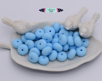 Abacus Light Blue Spacer Silicone Beads | 5 or 10 Beads | 14mm