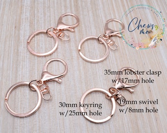 Bulk Rose Gold Lobster Clasp | 10 Pieces | Pink Keyring | Swivel | Key chain | Split Ring | DIY Wristlet | Key ring