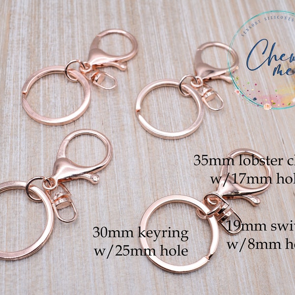 Bulk Rose Gold Lobster Clasp | 10 Pieces | Pink Keyring | Swivel | Key chain | Split Ring | DIY Wristlet | Key ring