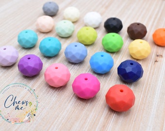 Large Abacus Silicone bead | rondelle faceted | Chunky | 20mm | Sensory | STIM | Cookie Scribe | lanyard | keychain | Pacifier | Food Grade