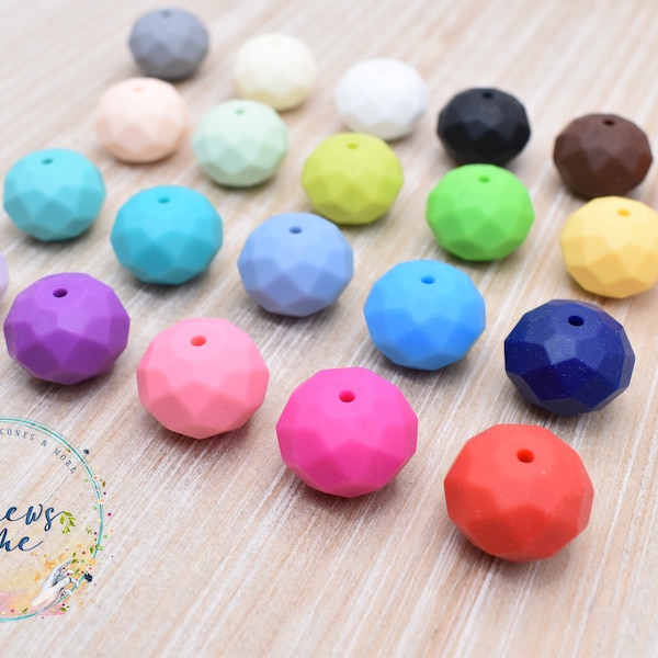 Grande perle en silicone boulier | rondelle à facettes | Chunky | 20 mm | Sensorielle | STIM | Scribe à biscuits | lanière | porte-clés | Tétine | Qualité alimentaire