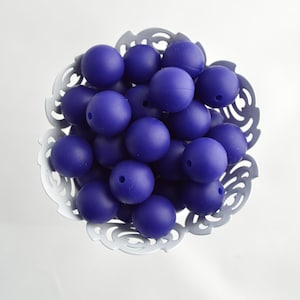 12mm Indigo Blue Round Silicone Beads | 5 or 10 Beads | Chewelry | Sensory | Fidget | Toy | STIM | Chewlery |  ADHD
