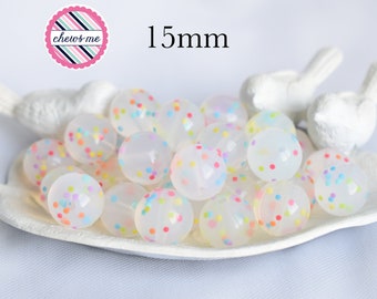 15mm Confetti Round Silicone Beads | 5 or 10 Beads | Chewelry | Sensory | Fidget | Toy | STIM | Chewlery | Autism | ADHD