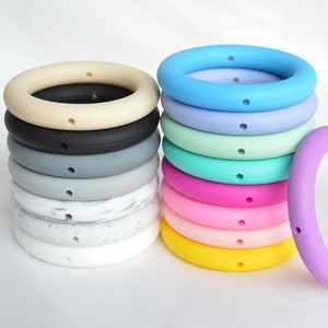65mm silicone ring bead with holes for beading | Donut | Sensory | Stim | Fidget | Pacifier | Lanyard | Keychain | Autism  Food Grade