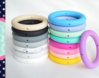 65mm silicone ring bead with holes for beading | Donut | Sensory | Stim | Fidget | Pacifier | Lanyard | Keychain | Autism  Food Grade