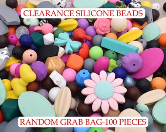 Bulk 100 Silicone Beads Random Grab Bag | Random Shapes and Sizes | Clearance | Limited Quantity