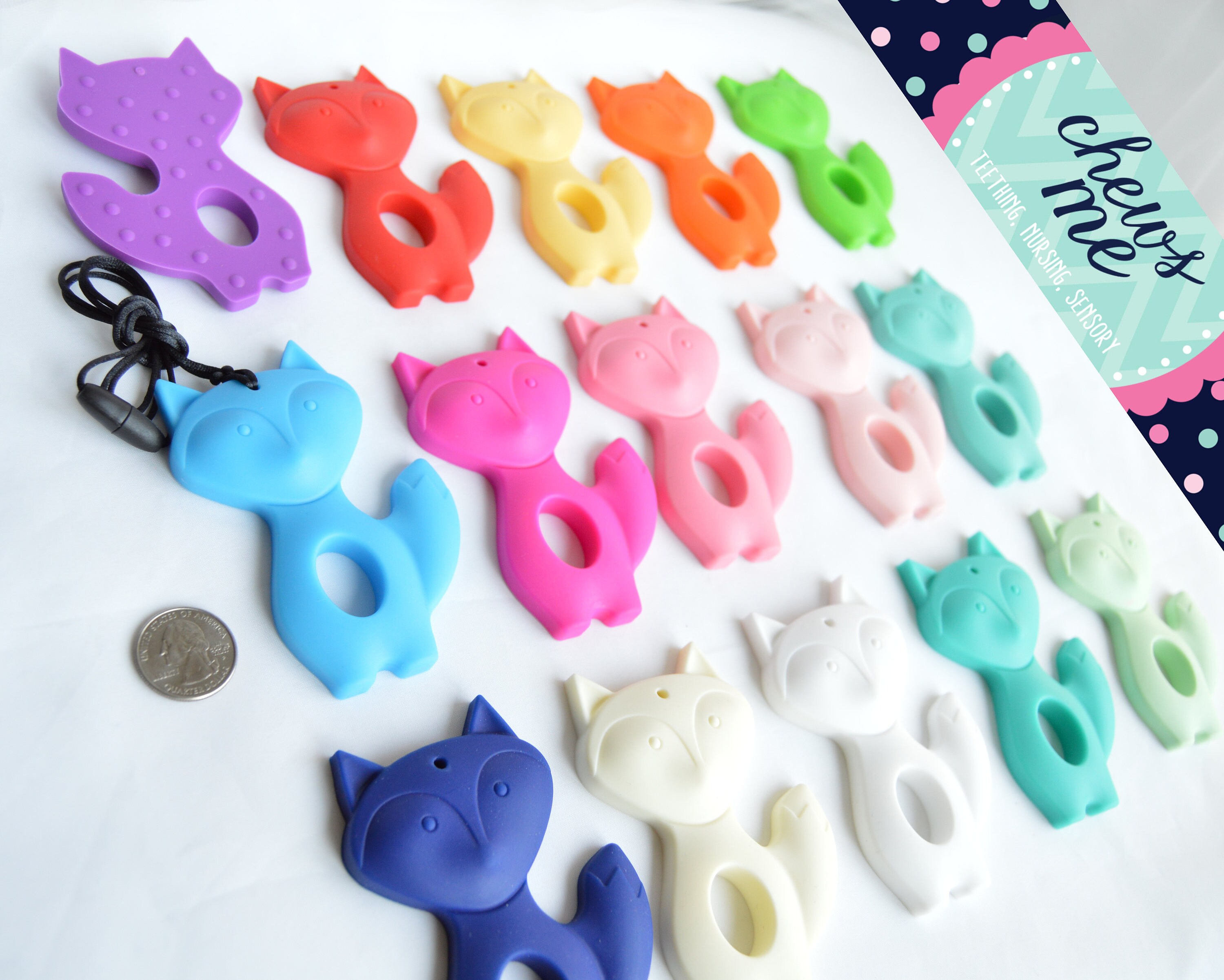 Orange Ring Teething Necklace Baby Silicone Teether Autism Sensory Chew Pendant
