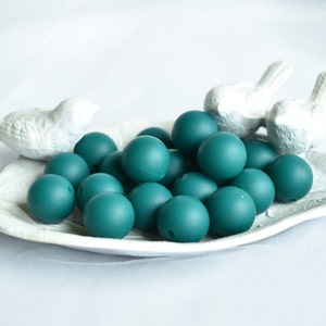 12mm Hunter Green Round Silicone Beads | 5 or 10 Beads | Chewelry | Sensory | Fidget | Toy | STIM | Chewlery |  ADHD