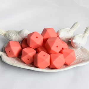 17mm Coral Hexagon Silicone Beads | 5 or 10 Beads | Chewelry | Sensory | Fidget | Toy | STIM | Chewlery |  ADHD