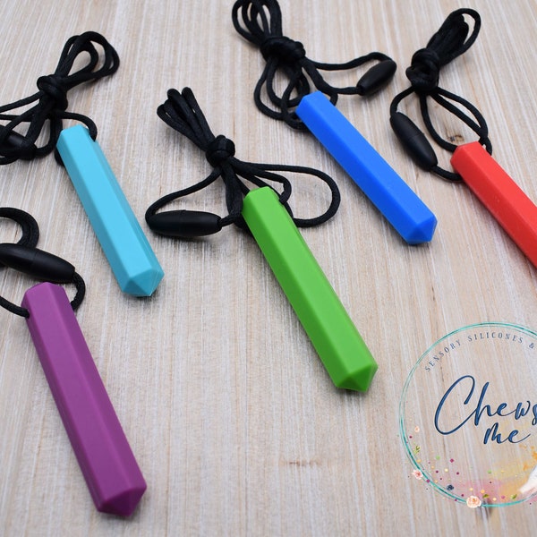 Smooth Crystal Rod Silicone Necklace | Gem | Cylinder | Tube | Anxiety Stress Relief | Stim Toy | Sensory  | Fidget | Autism | ADHD