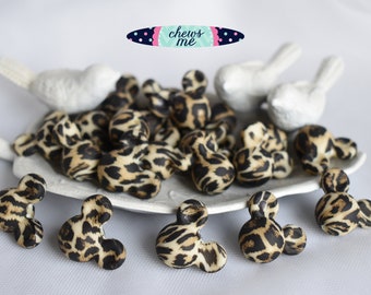 Mickey Mouse Ocelot Silicone Bead | Cat | Cheetah | Animal Print | Sensory | Stim | Fidget | Scribe | Lanyard | Wristlet | Focal Bead