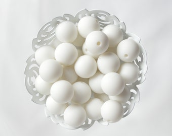 15mm White  Round Silicone Beads | 5 or 10 Beads | Chewelry | Sensory | Fidget | Toy | STIM | Chewlery |  ADHD