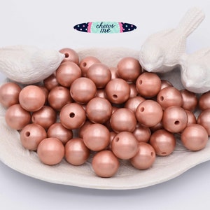 12mm Solid Rose Gold Round Silicone Beads | 5 or 10 Beads | Chewelry | Sensory | Fidget | Toy | STIM | Chewlery |  ADHD