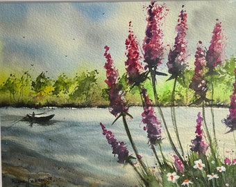 Lavender on a River #15 (Original Watercolor Painting)