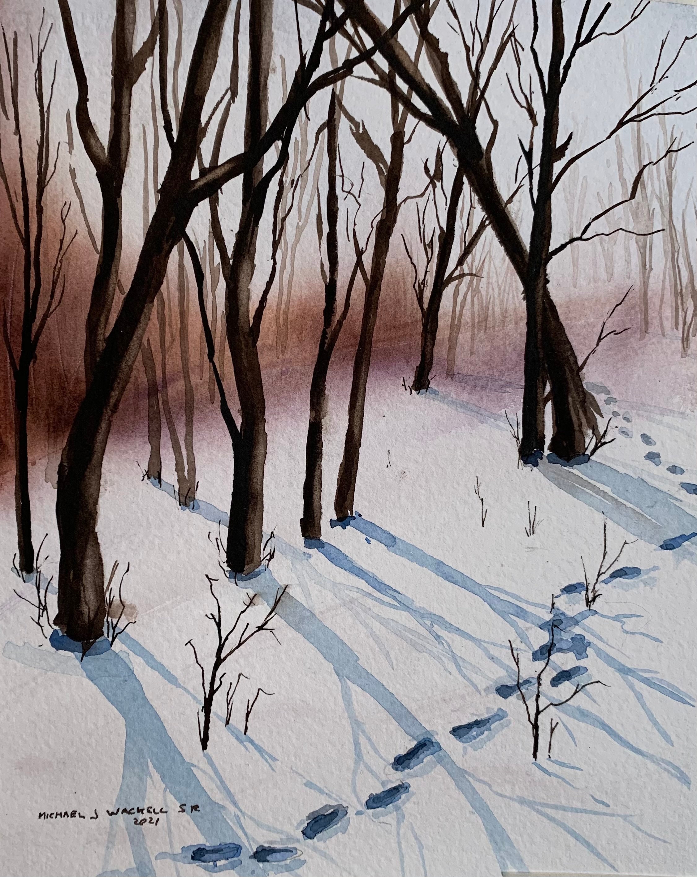 Footprints in the Snow original Watercolor - Etsy Canada