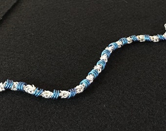 Silver and Niobium Chain Maille Bracelet