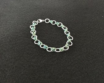 Silver and Niobium Rings & Knots Chain Maille Bracelet
