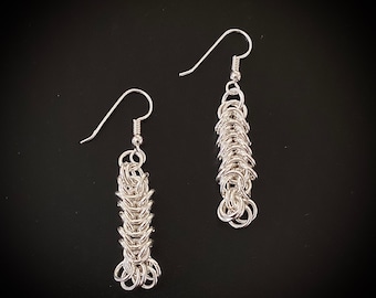 Sterling Silver Box Chain Maille Earrings