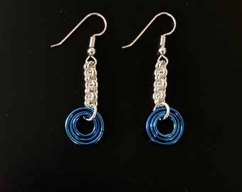 Silver Chain Earrings with Nested Hoops