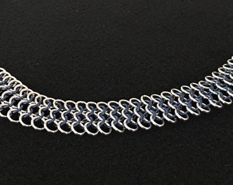 Silver and Niobium 4-in-1 Chain Maille Bracelet