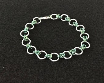 Silver and Niobium Knots Maille Bracelet
