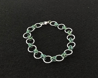 Silver and Niobium Knots Chain Maille Bracelet