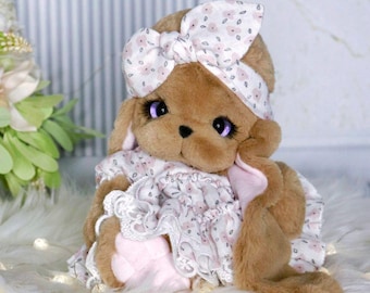 Fluffy Bunny Art Doll: Handmade Posable Rabbit Plush - OOAK Collectible