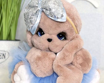 Handmade Bunny Plush, Poseable Rabbit Toy, Personalized Gift