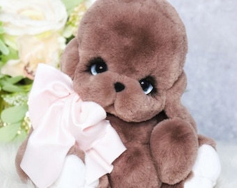 Poseable Handmade Plush Bunny, Fluffy Artdoll, Personalized Gift
