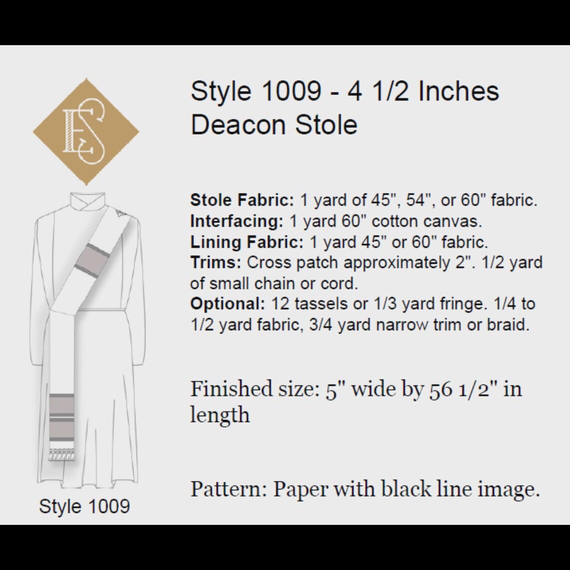 Stole Pattern Deacon Stole Sewing Pattern Style 1009: Church Vestment Pattern - Etsy