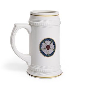 A Mighty Fortress Is Our God Luther Rose Beer Stein Mug Lutheran Gift for Pastor