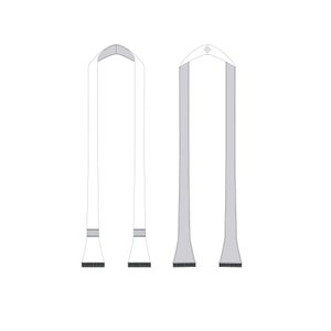 May include: Two white stoles with a gray trim and a small cross at the top. One stole has a gray stripe down the center.